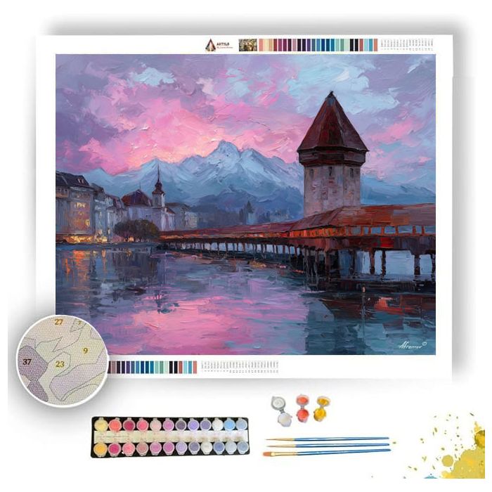 LUCERNE CHAPEL BRIDGE SUNRISE - Paint by Numbers Full Kit