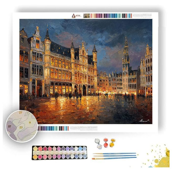 BRUSSELS GRAND PLACE GILDED HOUSES - Paint by Numbers Full Kit