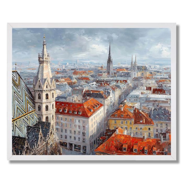 VIENNA ST STEPHENS SPIRE ABOVE ROOFS - FRAMED