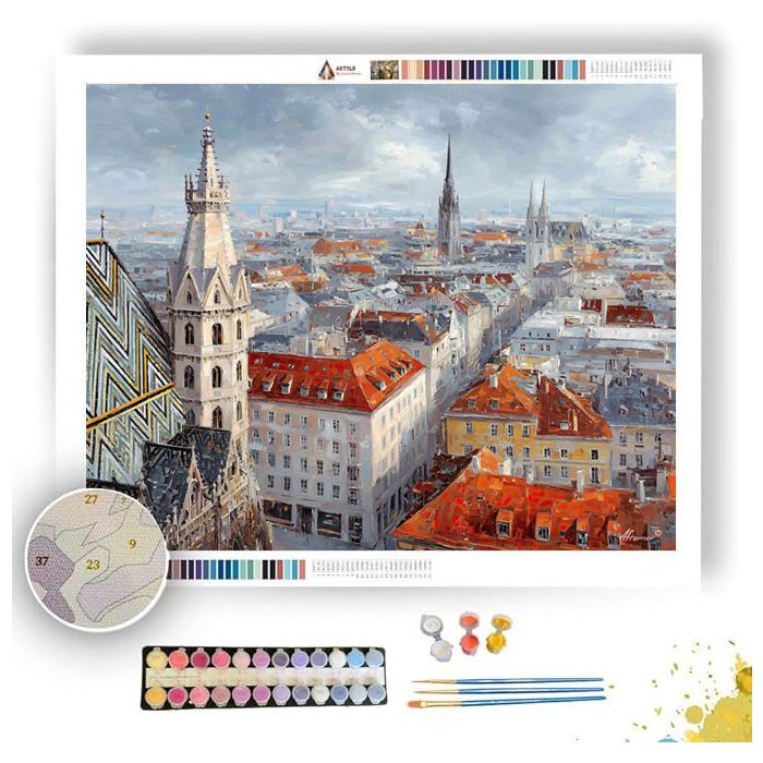 VIENNA ST STEPHENS SPIRE ABOVE ROOFS - Paint by Numbers Full Kit