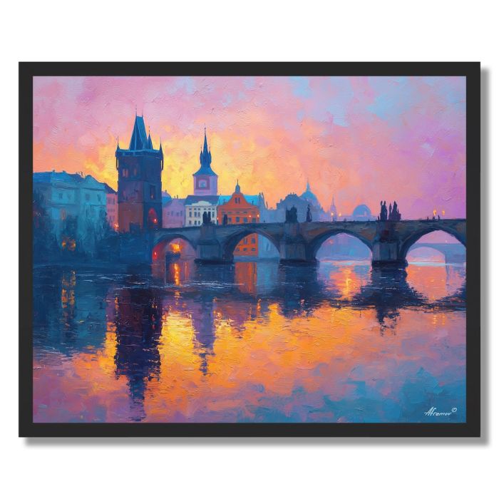 PRAGUE CHARLES BRIDGE DAWN - FRAMED
