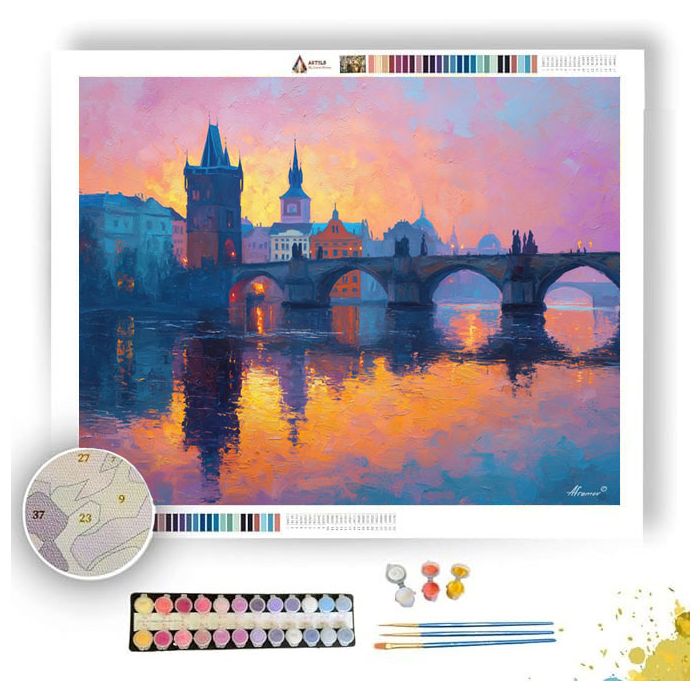 PRAGUE CHARLES BRIDGE DAWN - Paint by Numbers Full Kit
