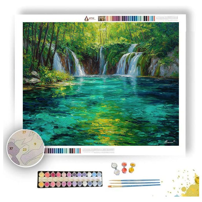 PLITVICE CASCADE EMERALD POOLS - Paint by Numbers Full Kit