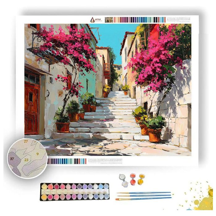 ATHENS PLAKA SUNLIT STEPS - Paint by Numbers Full Kit