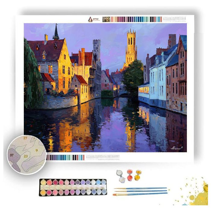 BRUGES FAIRYTALE CANAL TWILIGHT - Paint by Numbers Full Kit