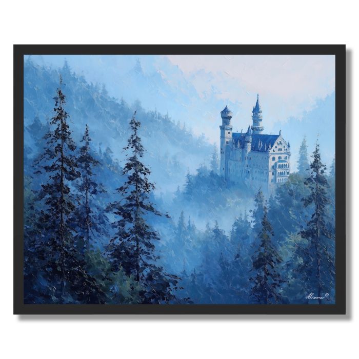 NEUSCHWANSTEIN CASTLE MISTY PINES - FRAMED
