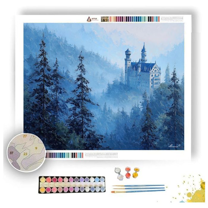 NEUSCHWANSTEIN CASTLE MISTY PINES - Paint by Numbers Full Kit