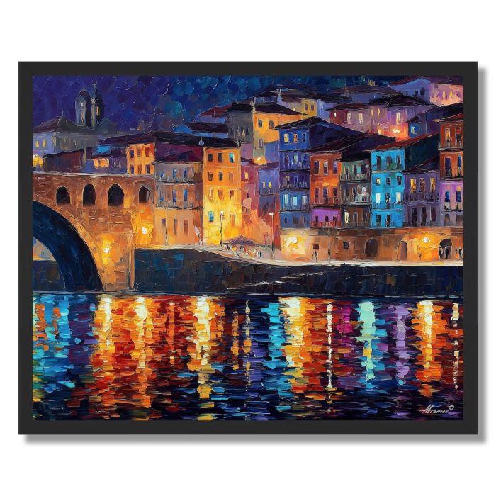PORTO RIBEIRA RIVERBANK LIGHTS - FRAMED