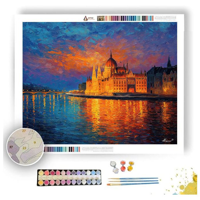 BUDAPEST PARLIAMENT RIVERFIRE - Paint by Numbers Full Kit