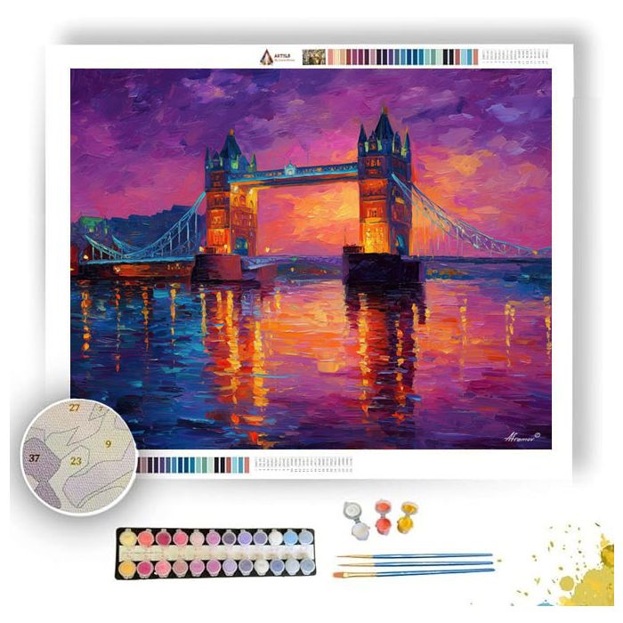 LONDON TOWER BRIDGE SUNSET RIVER - Paint by Numbers Full Kit