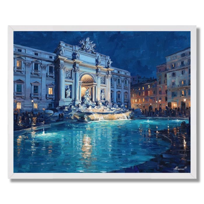 ROME TREVI FOUNTAIN MOONLIGHT - FRAMED
