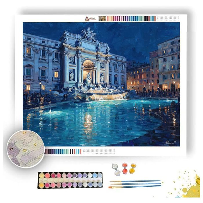 ROME TREVI FOUNTAIN MOONLIGHT - Paint by Numbers Full Kit