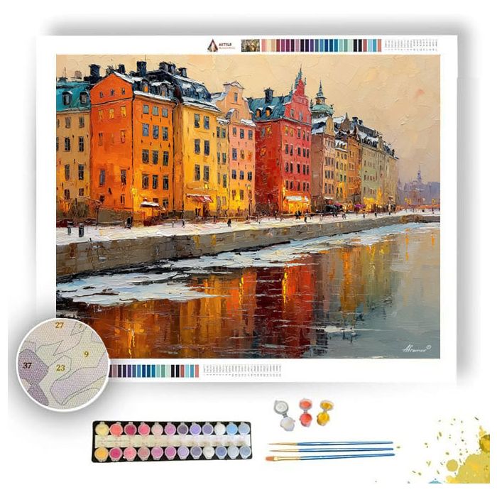 STOCKHOLM OLD TOWN WINTER LIGHT - Paint by Numbers Full Kit