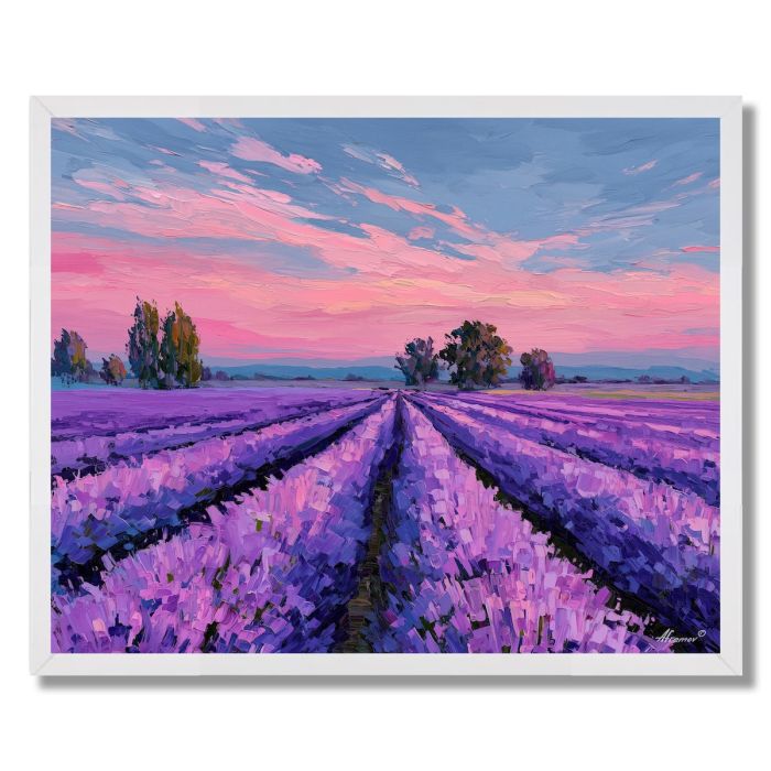 PIXEL LAVENDER FIELD - FRAMED