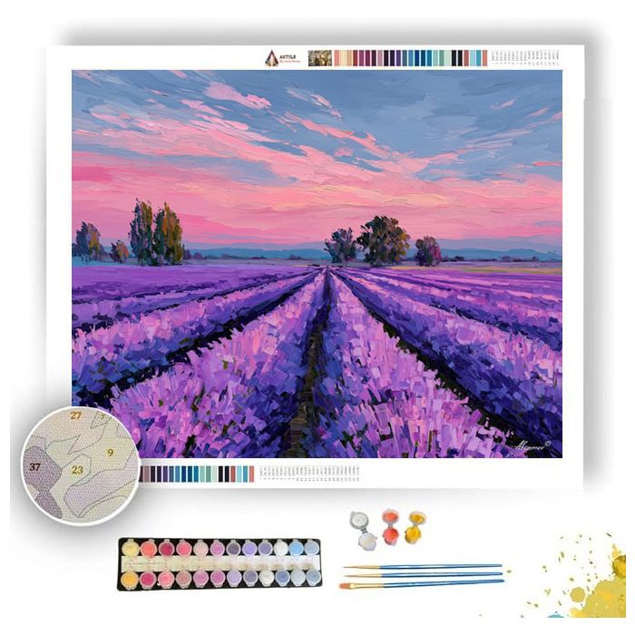 PIXEL LAVENDER FIELD - Paint by Numbers Full Kit