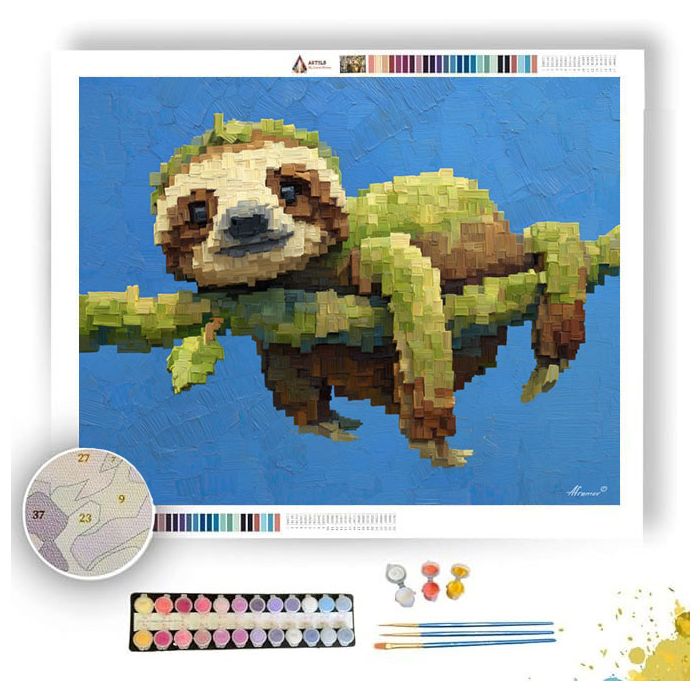 ISO SLOTH HANGING VOXEL - Paint by Numbers Full Kit