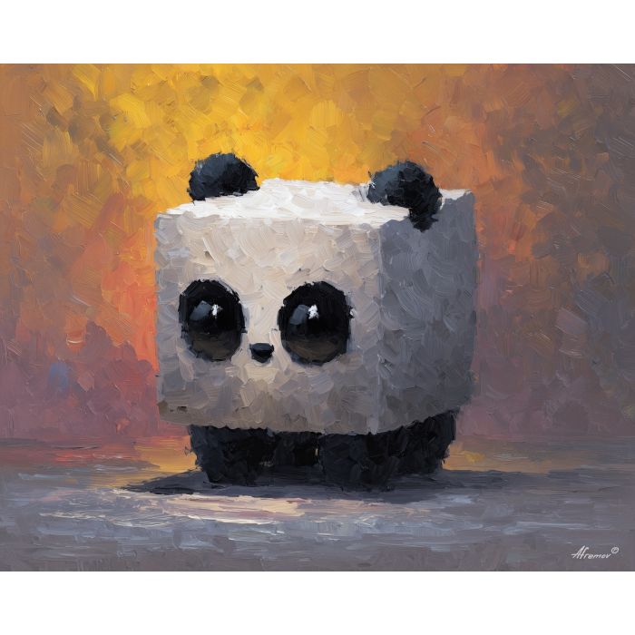 voxel panda, isometric panda, cube panda, block animal, black-white voxel creature, cute panda block design, iso 3d animal