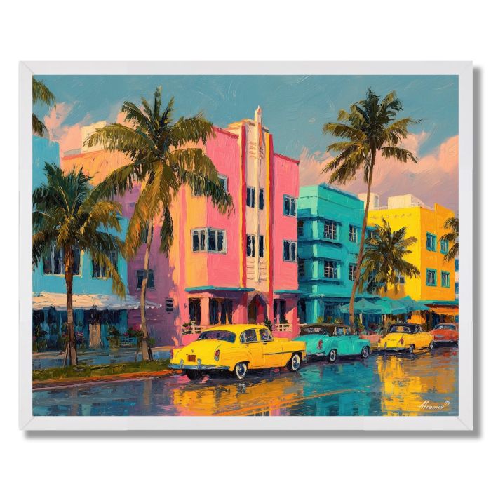 MIAMI ART DECO OCEAN DRIVE - FRAMED