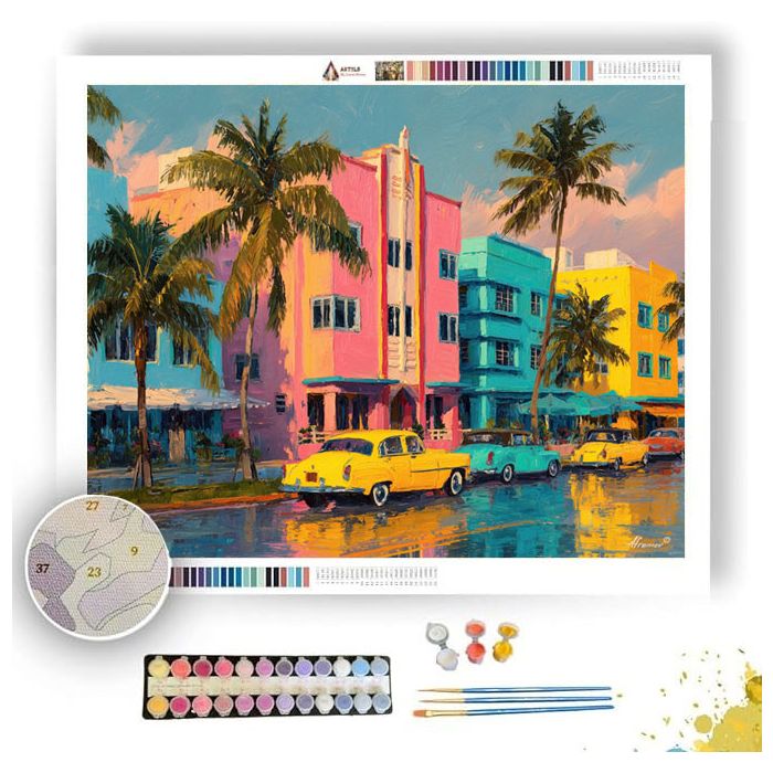 MIAMI ART DECO OCEAN DRIVE - Paint by Numbers Full Kit