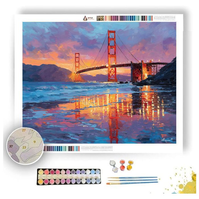 GOLDEN GATE SUNSET SHIMMER - Paint by Numbers Full Kit