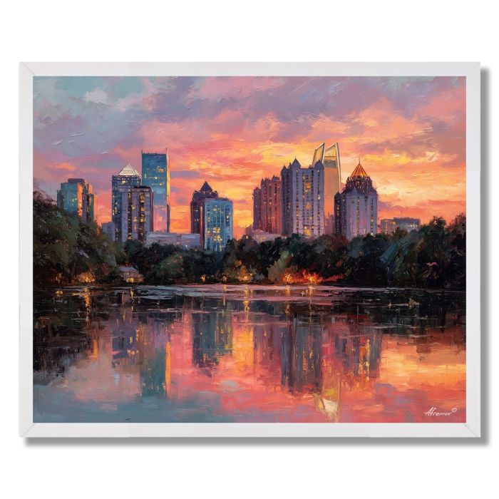 ATLANTA MIDTOWN PEACH SKYLINE - FRAMED