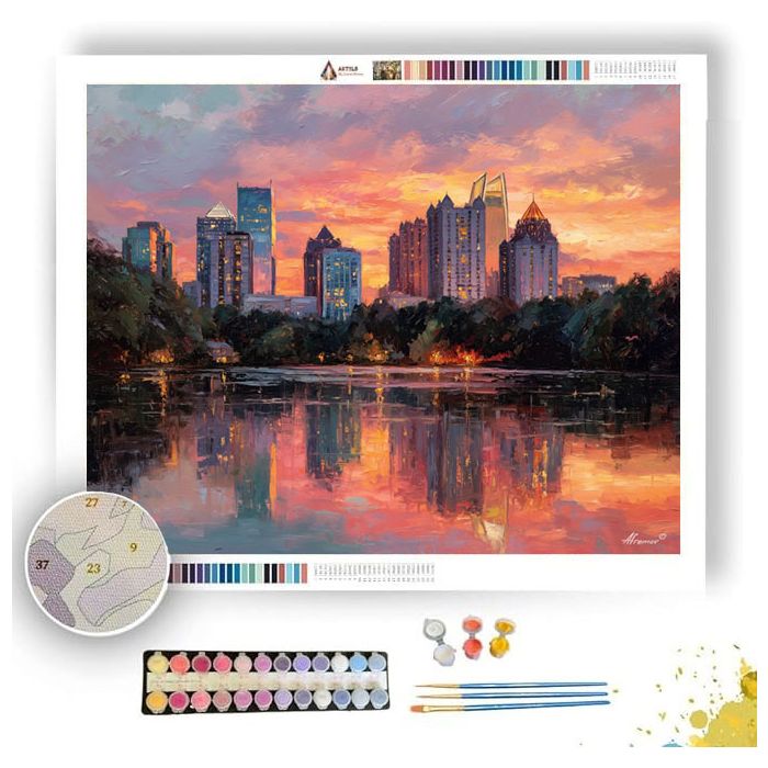 ATLANTA MIDTOWN PEACH SKYLINE - Paint by Numbers Full Kit