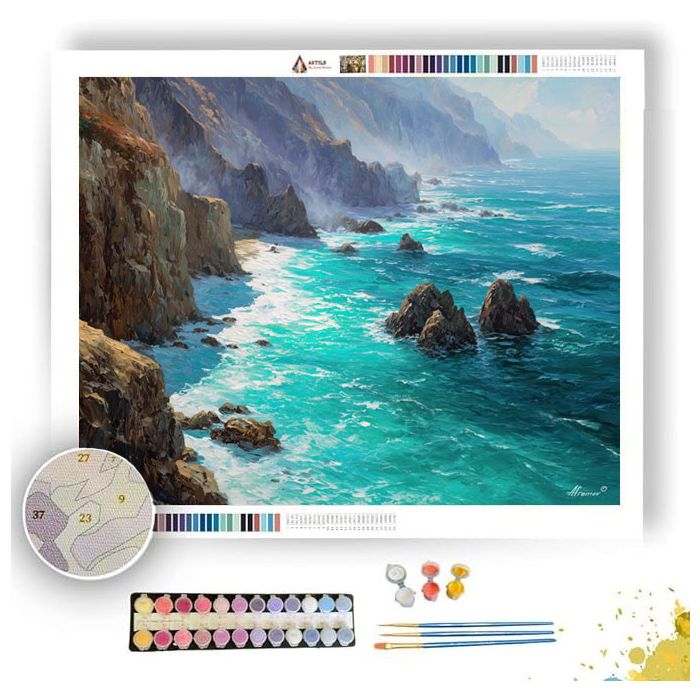 BIG SUR CLIFFS AND PACIFIC MIST - Paint by Numbers Full Kit