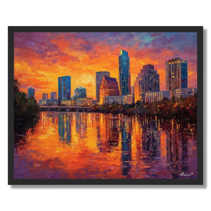AUSTIN CONGRESS AVENUE SUNSET - FRAMED