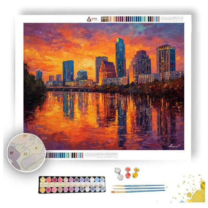 AUSTIN CONGRESS AVENUE SUNSET - Paint by Numbers Full Kit