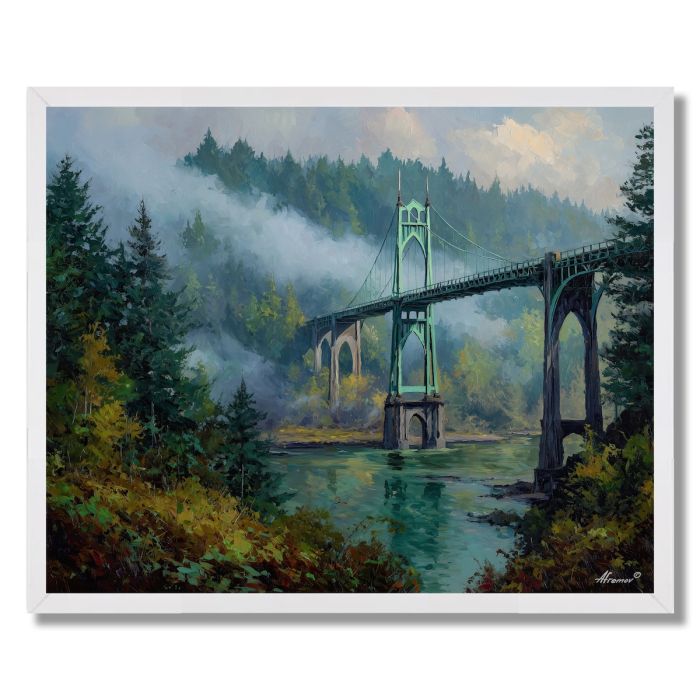 PORTLAND ST JOHNS BRIDGE MIST - FRAMED