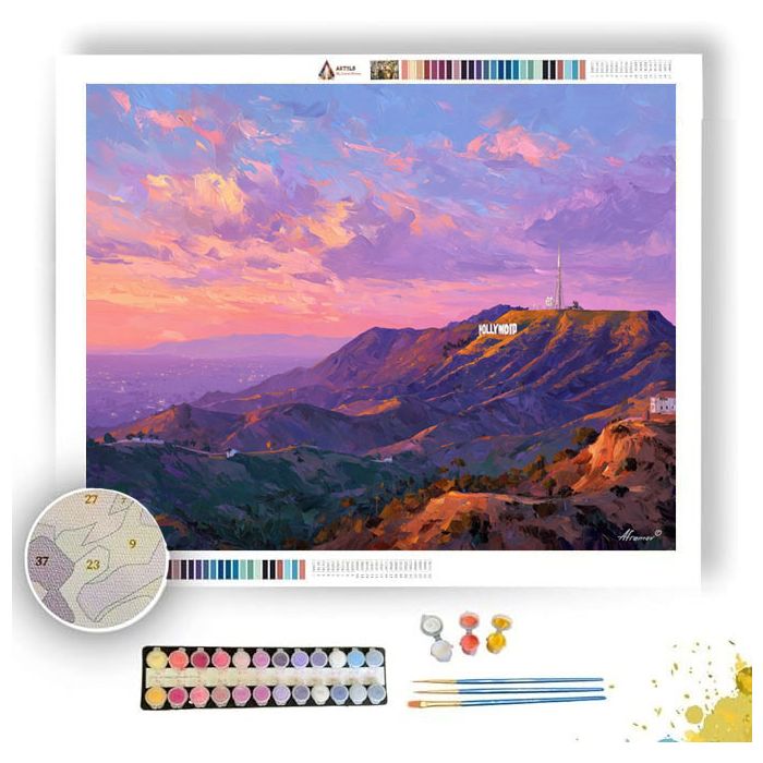 HOLLYWOOD HILLS MARQUEE SKY - Paint by Numbers Full Kit
