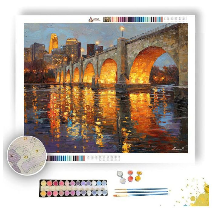 MINNEAPOLIS STONE ARCH BRIDGE RIVERLIGHT - Paint by Numbers Full Kit
