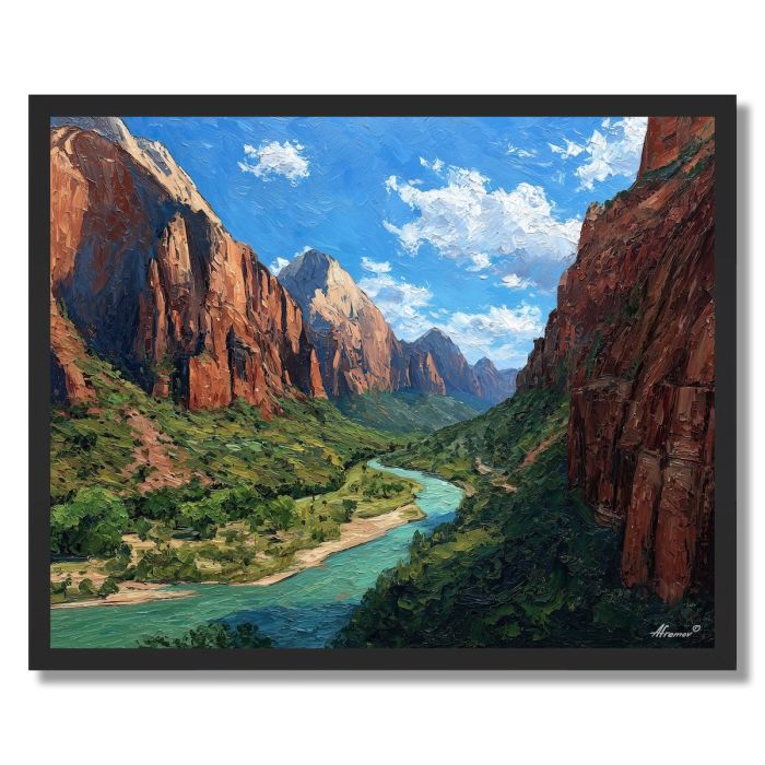 ZION CANYON EMERALD RIVER - FRAMED