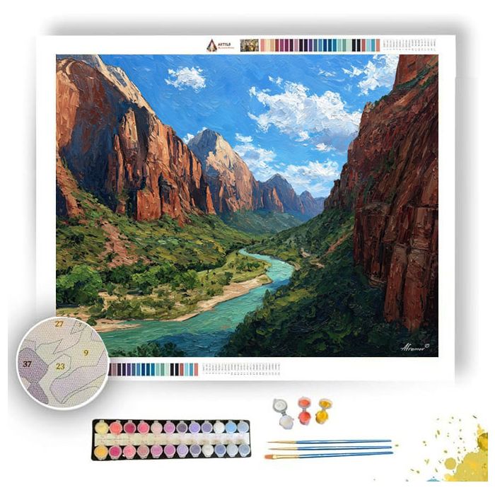ZION CANYON EMERALD RIVER - Paint by Numbers Full Kit