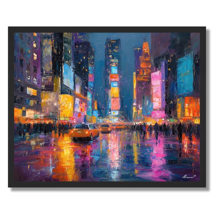 TIMES SQUARE NEON STORM - FRAMED