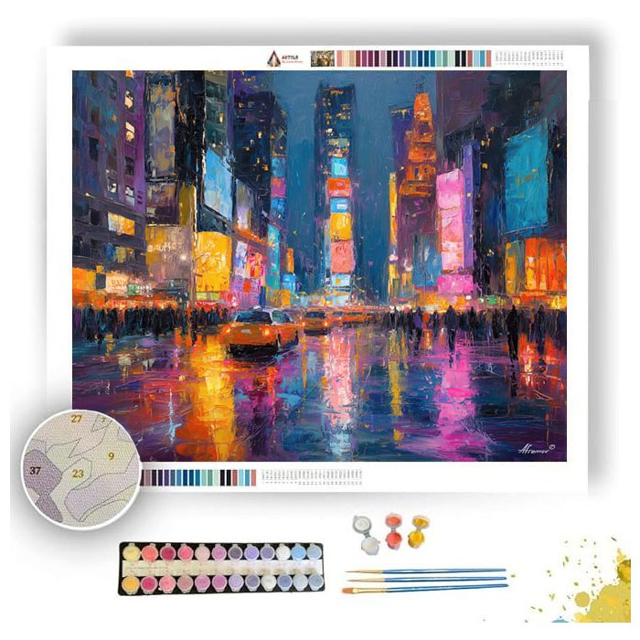 TIMES SQUARE NEON STORM - Paint by Numbers Full Kit