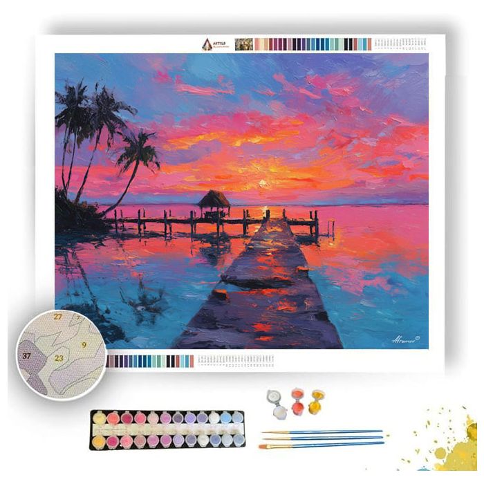 KEY WEST SUNSET PIER - Paint by Numbers Full Kit