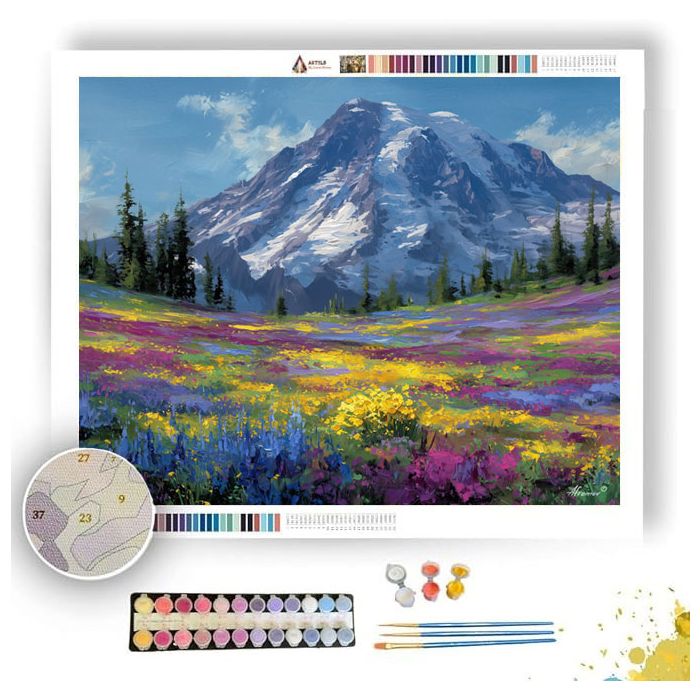 MOUNT RAINIER WILDFLOWER CARPET - Paint by Numbers Full Kit