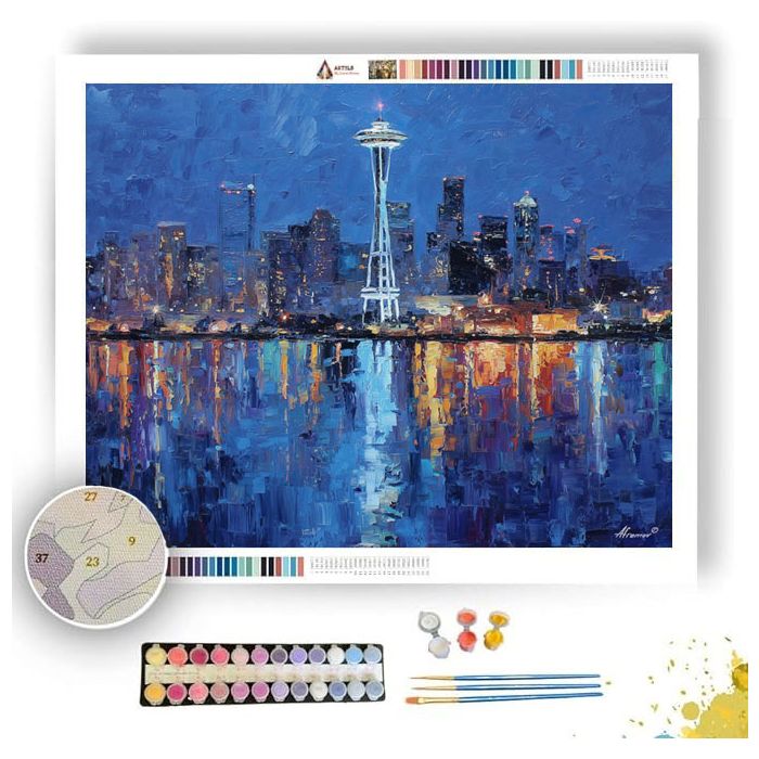 SEATTLE SPACE NEEDLE TWILIGHT - Paint by Numbers Full Kit