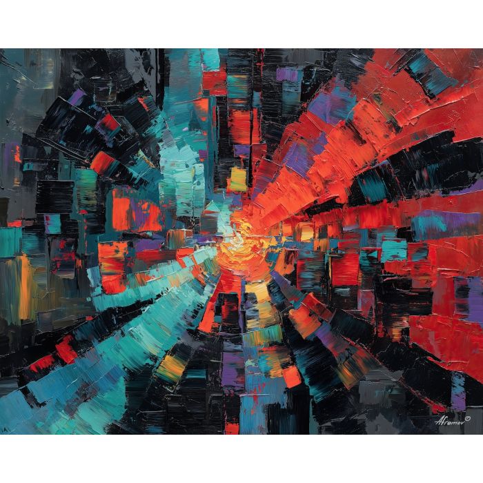 graffiti motion, red teal strokes, street energy art, urban abstract shapes, bold spray patterns, art with movement, graffiti acceleration, vibrant color arcs, dynamic mural