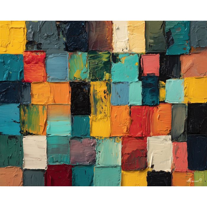 graffiti grid, block graffiti art, yellow teal black red palette, geometric street art shapes, urban grid mural