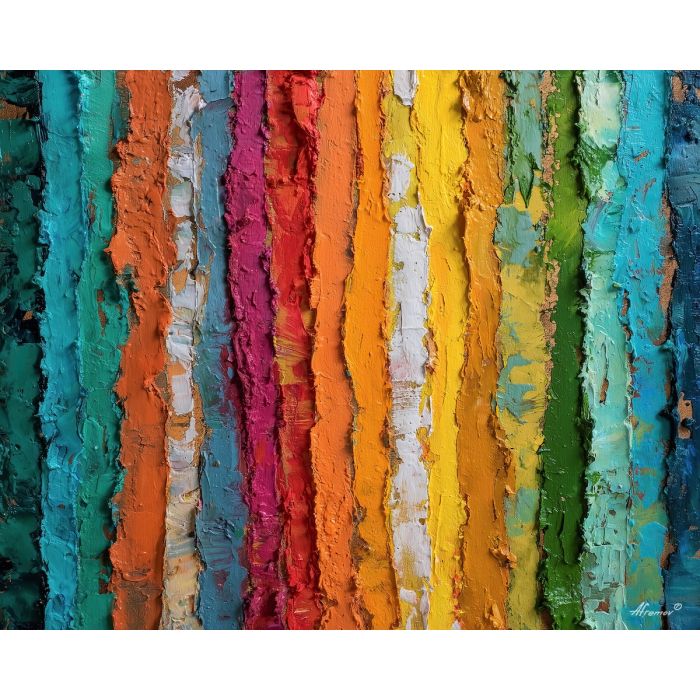 vertical graffiti streaks, rising color mural, bright sunrise palette, upward motion wall art, modern graffiti style