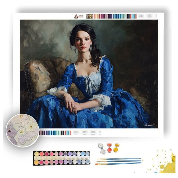 BLUE SILK PORTRAIT - Paint by Numbers Full Kit