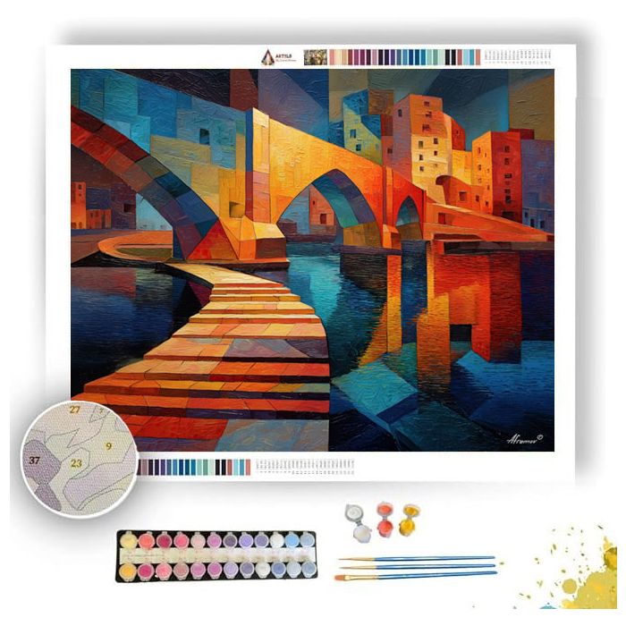 ANGULAR CITY BRIDGE - Paint by Numbers Full Kit