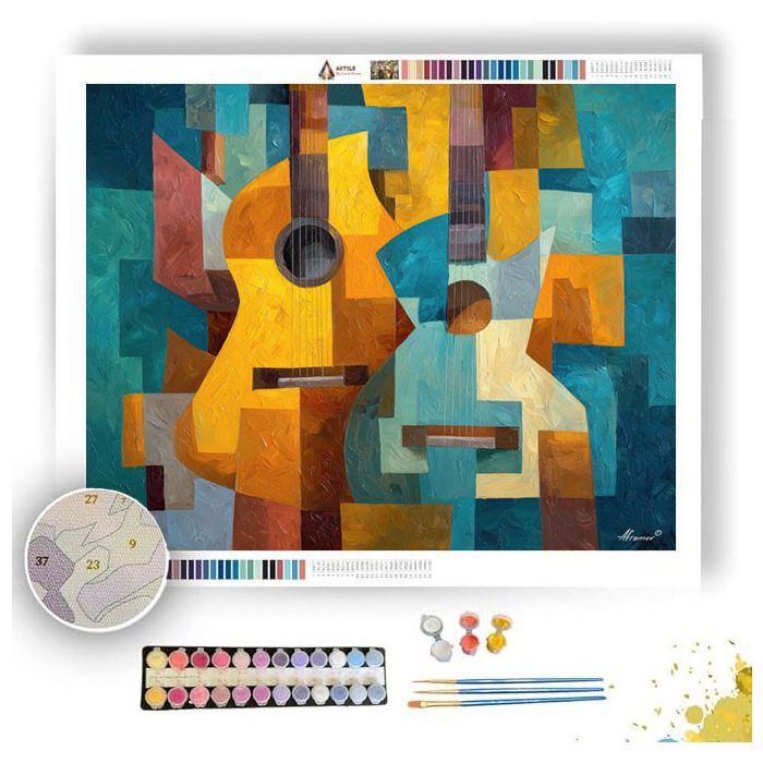 CUBIST GUITAR FRAGMENTS - Paint by Numbers Full Kit