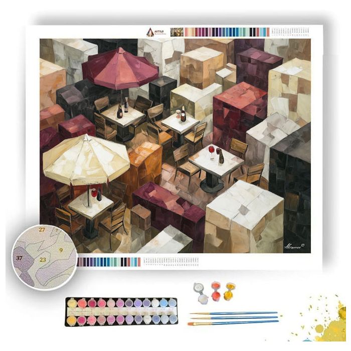 CUBIST TEA TERRACE - Paint by Numbers Full Kit