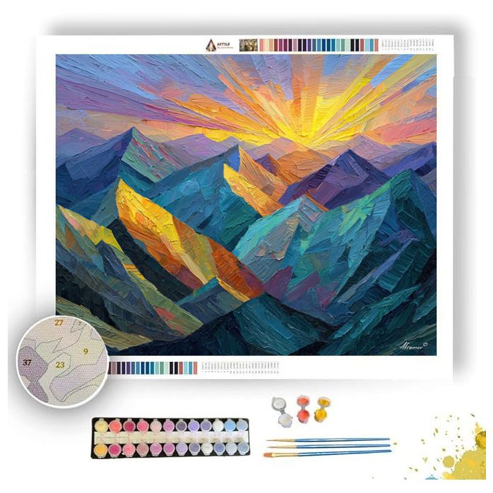 CUBIST MOUNTAIN SUNBREAK - Paint by Numbers Full Kit