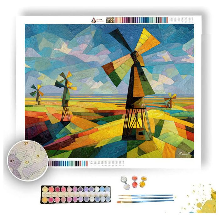 GEOMETRIC WINDMILL FIELD - Paint by Numbers Full Kit