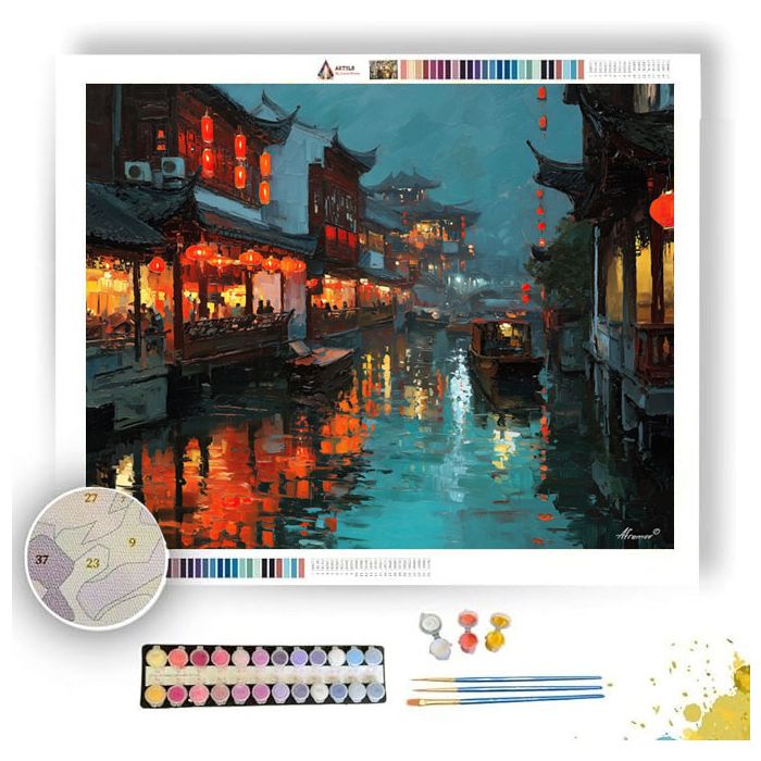 SHANGHAI YU GARDEN NIGHT MARKET - Paint by Numbers Full Kit
