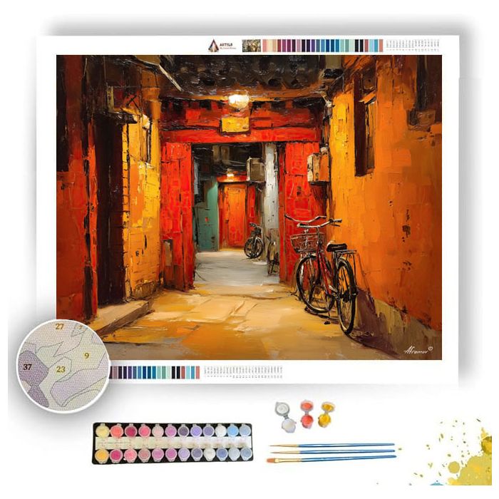 BEIJING HUTONG GOLDEN PATH - Paint by Numbers Full Kit